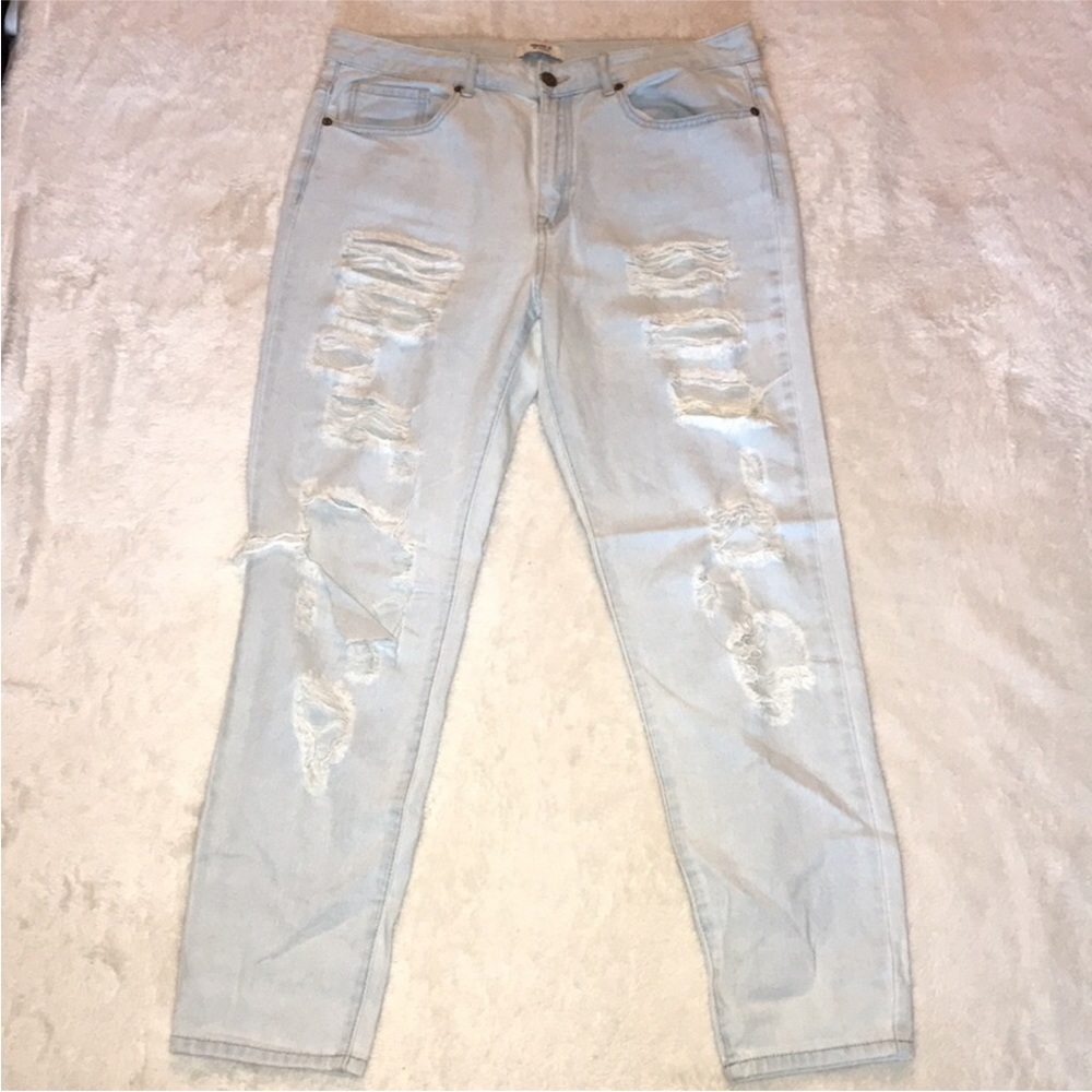 High Rise Distressed Mom Jeans - Picture 2 of 9